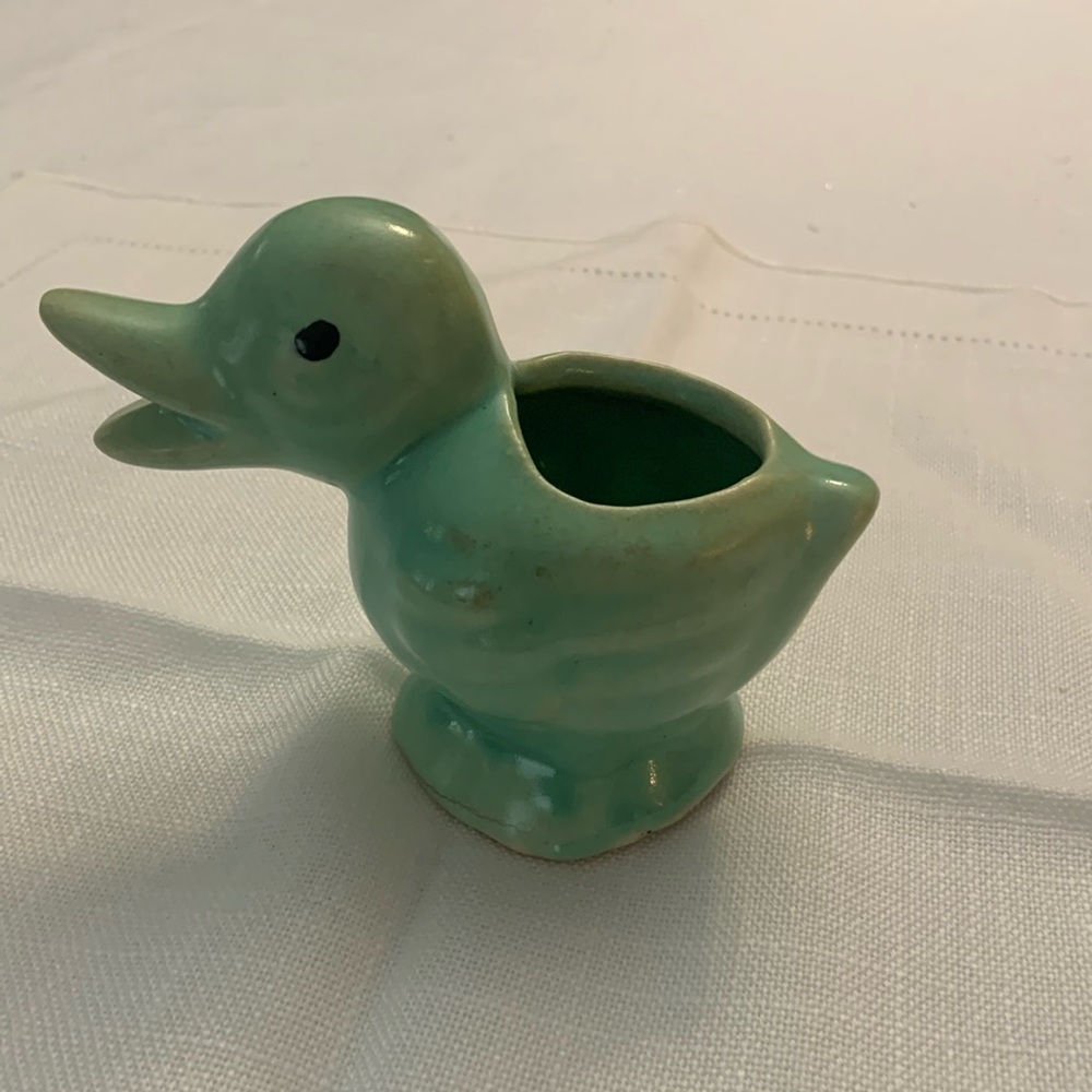 Small green duck planter vintage